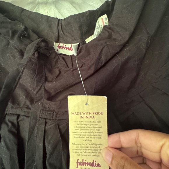 FabIndia new with tags black cotton pleated shalwar/ harem pants - Picture 3 of 5